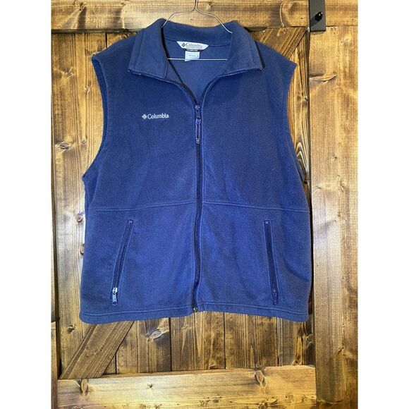 Columbia Fleece Jacket Vest Full Zip, Blue Size Large Adult Mens - Picture 2 of 6